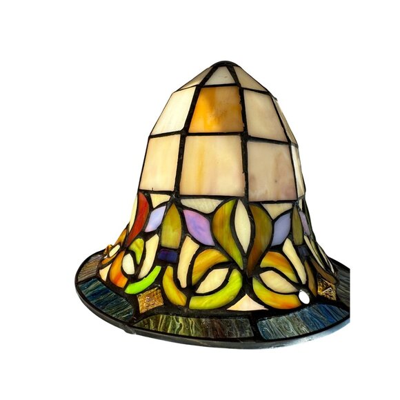 Art Nouveau/Victorian-Style Slag Glass Lamp Shade – 8" Bent Stained Glass - Picture 10 of 16